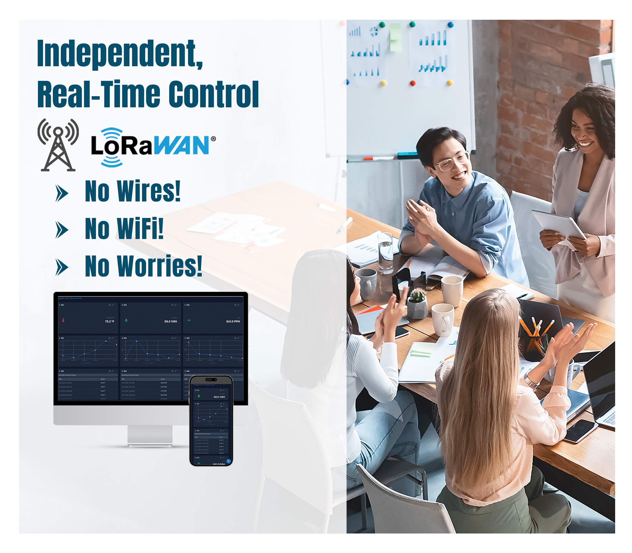 Independent from Client IT & Wifi, photo of consultant demonstrating our unique wireless